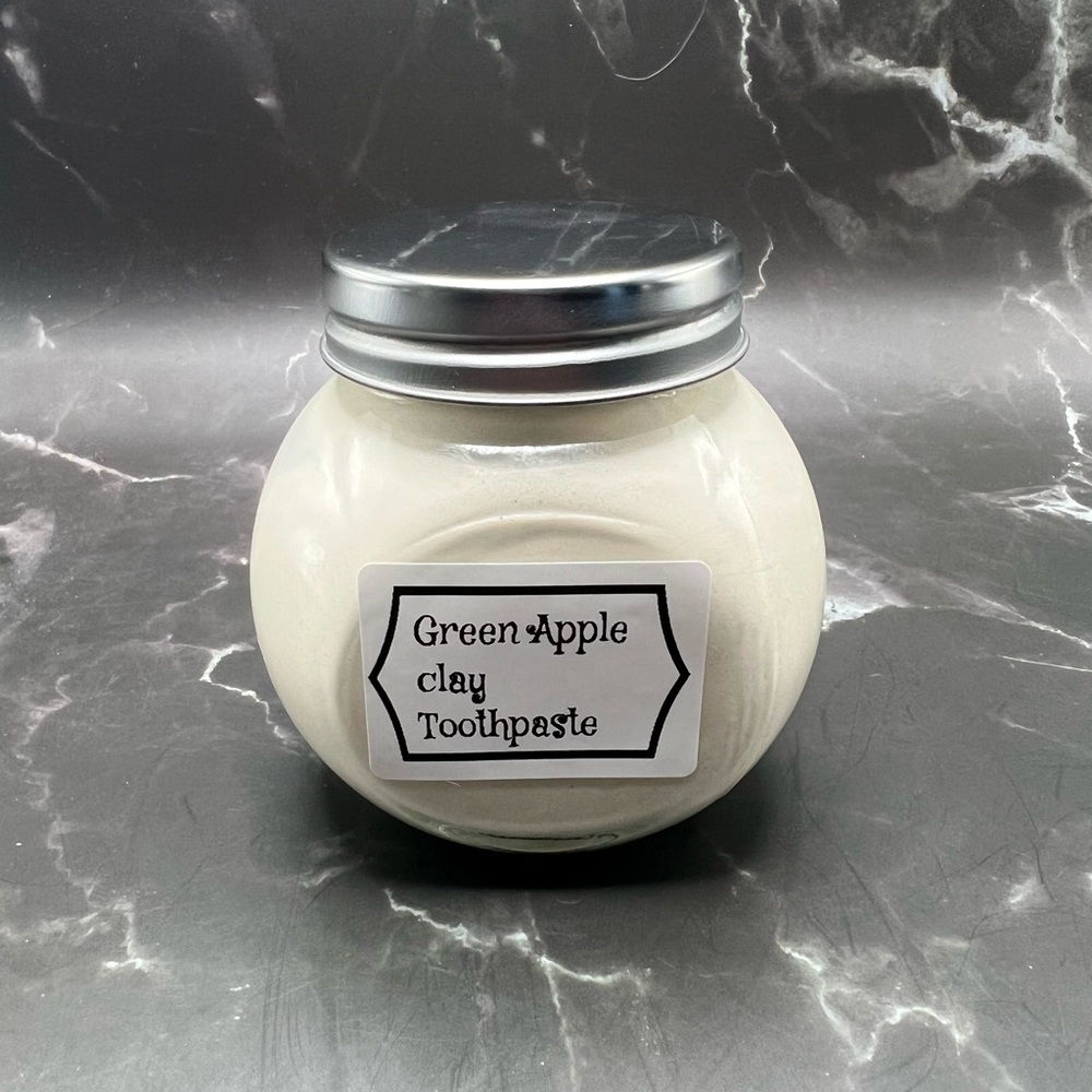 Green Apple or essential oils, Clay Toothpaste  flavor request available